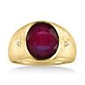 4 1/2ct Oval Created Ruby and Diamond Men's Ring Crafted In Solid Yellow Gold Image-1