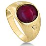 4 1/2ct Oval Created Ruby and Diamond Men's Ring Crafted In Solid Yellow Gold Image-2