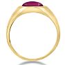 4 1/2ct Oval Created Ruby and Diamond Men's Ring Crafted In Solid Yellow Gold Image-4