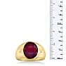 4 1/2ct Oval Created Ruby and Diamond Men's Ring Crafted In Solid Yellow Gold Image-5