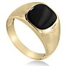 Cushion Cut Black Onyx Men's Ring Crafted In Solid 14K Yellow Gold Image-2