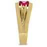 1 1/2ct Oval Created Ruby and Diamond Men's Ring Crafted In Solid Yellow Gold Image-3