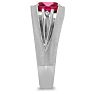1 1/2ct Oval Created Ruby and Diamond Men's Ring Crafted In Solid 14K White Gold Image-3