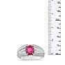 1 1/2ct Oval Created Ruby and Diamond Men's Ring Crafted In Solid 14K White Gold Image-5