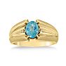 1 1/2ct Oval Blue Topaz and Diamond Men's Ring Crafted In Solid 14K Yellow Gold Image-1