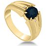 1 1/2ct Oval Created Sapphire and Diamond Men's Ring Crafted In Solid 14K Yellow Gold
 Image-2