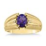 1 1/2ct Oval Amethyst and Diamond Men's Ring Crafted In Solid Yellow Gold Image-1