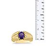 1 1/2ct Oval Amethyst and Diamond Men's Ring Crafted In Solid Yellow Gold Image-5