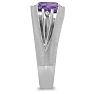 1 1/2ct Oval Amethyst and Diamond Men's Ring Crafted In Solid 14K White Gold Image-3