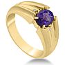 1 1/2ct Oval Amethyst and Diamond Men's Ring Crafted In Solid 14K Yellow Gold Image-2