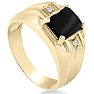 Black Onyx and Diamond Men's Ring Crafted In Solid Yellow Gold
 Image-2