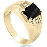 Black Onyx and Diamond Men's Ring Crafted In Solid Yellow Gold
 Image-2