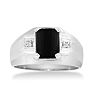 Black Onyx and Diamond Men's Ring Crafted In Solid 14K White Gold Image-1