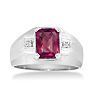 2 1/4ct Created Ruby and Diamond Men's Ring Crafted In Solid White Gold Image-1