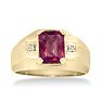 2 1/4ct Created Ruby and Diamond Men's Ring Crafted In Solid Yellow Gold Image-1