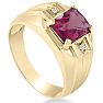 2 1/4ct Created Ruby and Diamond Men's Ring Crafted In Solid Yellow Gold Image-2