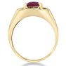 2 1/4ct Created Ruby and Diamond Men's Ring Crafted In Solid Yellow Gold Image-3