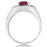 2 1/4ct Created Ruby and Diamond Men's Ring Crafted In Solid 14K White Gold
 Image-3
