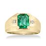 2 1/4ct Created Emerald and Diamond Men's Ring Crafted In Solid Yellow Gold
 Image-1