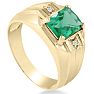 2 1/4ct Created Emerald and Diamond Men's Ring Crafted In Solid Yellow Gold
 Image-2