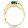 2 1/4ct Created Emerald and Diamond Men's Ring Crafted In Solid Yellow Gold
 Image-3