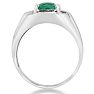 2 1/4ct Created Emerald and Diamond Men's Ring Crafted In Solid 14K White Gold
 Image-3
