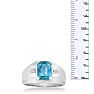 2 1/4ct Blue Topaz and Diamond Men's Ring Crafted In Solid 14K White Gold Image-5
