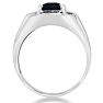 2 1/4ct Created Sapphire and Diamond Men's Ring Crafted In Solid White Gold
 Image-3