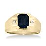 2 1/4ct Created Sapphire and Diamond Men's Ring Crafted In Solid 14K Yellow Gold
 Image-1