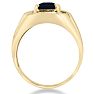 2 1/4ct Created Sapphire and Diamond Men's Ring Crafted In Solid 14K Yellow Gold
 Image-3