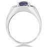 2 1/4ct Amethyst and Diamond Men's Ring Crafted In Solid White Gold Image-3