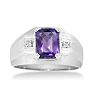 2 1/4ct Amethyst and Diamond Men's Ring Crafted In Solid 14K White Gold