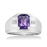 2 1/4ct Amethyst and Diamond Men's Ring Crafted In Solid 14K White Gold Image-1