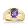 2 1/4ct Amethyst and Diamond Men's Ring Crafted In Solid 14K Yellow Gold Image-1