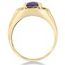 2 1/4ct Amethyst and Diamond Men's Ring Crafted In Solid 14K Yellow Gold Image-3