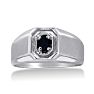 Oval Black Onyx Men's Ring Crafted In Solid White Gold Image-1