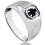 Oval Black Onyx Men's Ring Crafted In Solid White Gold Image-2
