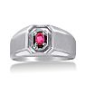 1/4ct Oval Created Ruby Men's Ring Crafted In Solid White Gold
 Image-1