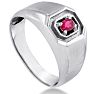 1/4ct Oval Created Ruby Men's Ring Crafted In Solid White Gold
 Image-2