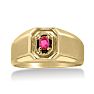 1/4ct Oval Created Ruby Men's Ring Crafted In Solid Yellow Gold
 Image-1
