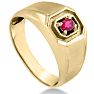 1/4ct Oval Created Ruby Men's Ring Crafted In Solid Yellow Gold
 Image-2