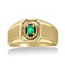 1/4ct Oval Created Emerald Men's Ring Crafted In Solid 14K Yellow Gold
 Image-1