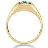 1/4ct Oval Created Emerald Men's Ring Crafted In Solid 14K Yellow Gold
 Image-4
