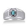 1/4ct Oval Blue Topaz Men's Ring Crafted In Solid White Gold Image-1