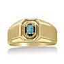 1/4ct Oval Blue Topaz Men's Ring Crafted In Solid Yellow Gold Image-1