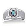 1/4ct Oval Blue Topaz Men's Ring Crafted In Solid 14K White Gold Image-1