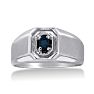 1/4ct Oval Created Sapphire Men's Ring Crafted In Solid 14K White Gold
 Image-1