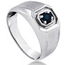 1/4ct Oval Created Sapphire Men's Ring Crafted In Solid 14K White Gold
 Image-2
