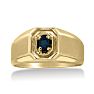 1/4ct Oval Created Sapphire Men's Ring Crafted In Solid 14K Yellow Gold
 Image-1
