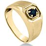 1/4ct Oval Created Sapphire Men's Ring Crafted In Solid 14K Yellow Gold
 Image-2